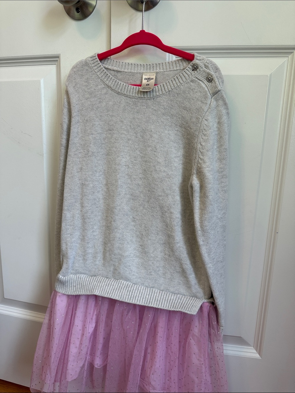 OshKosh B'gosh Light Gray Crewneck Sweater with Shoulder Buttons